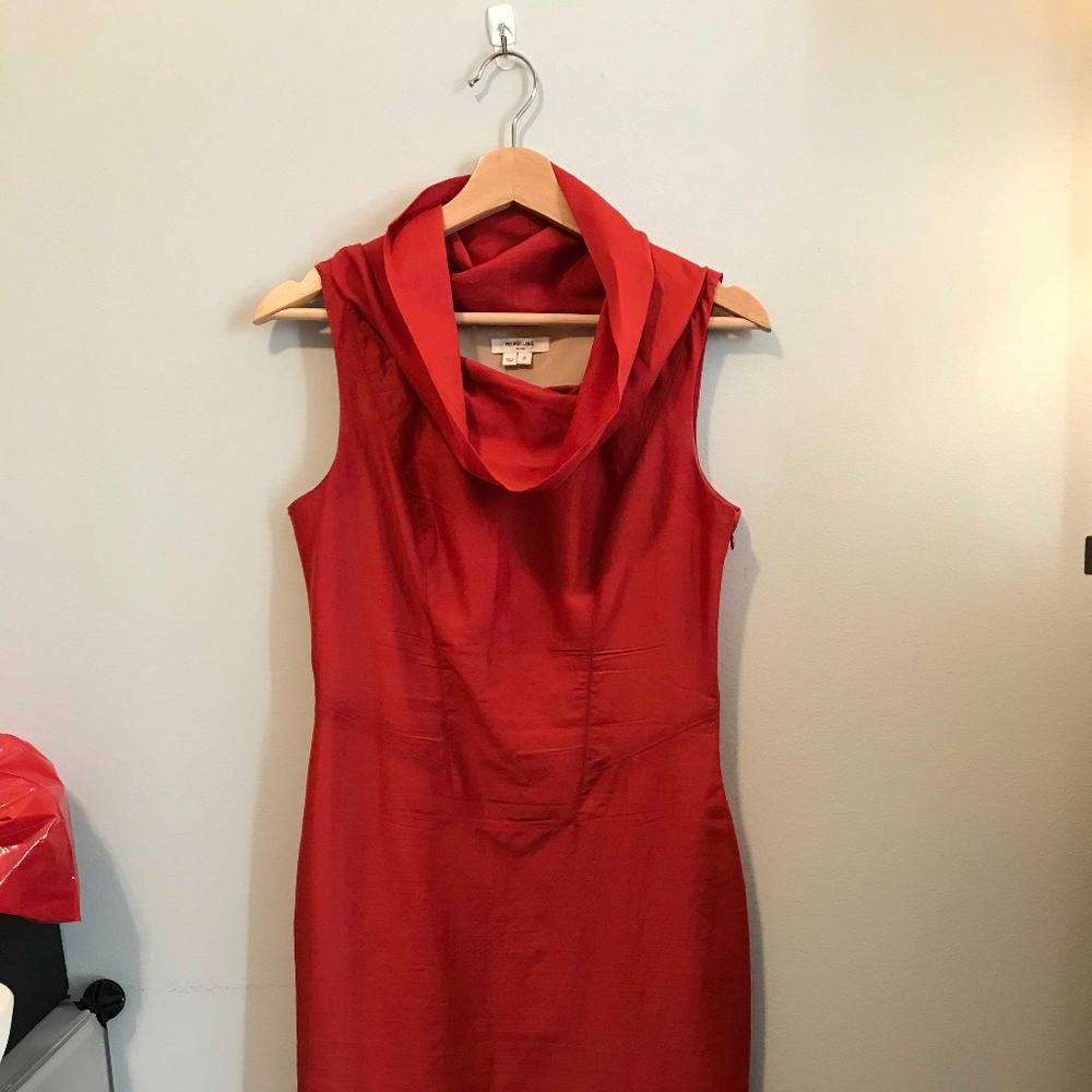 Helmut Lang red silk sheath dress Sz 6